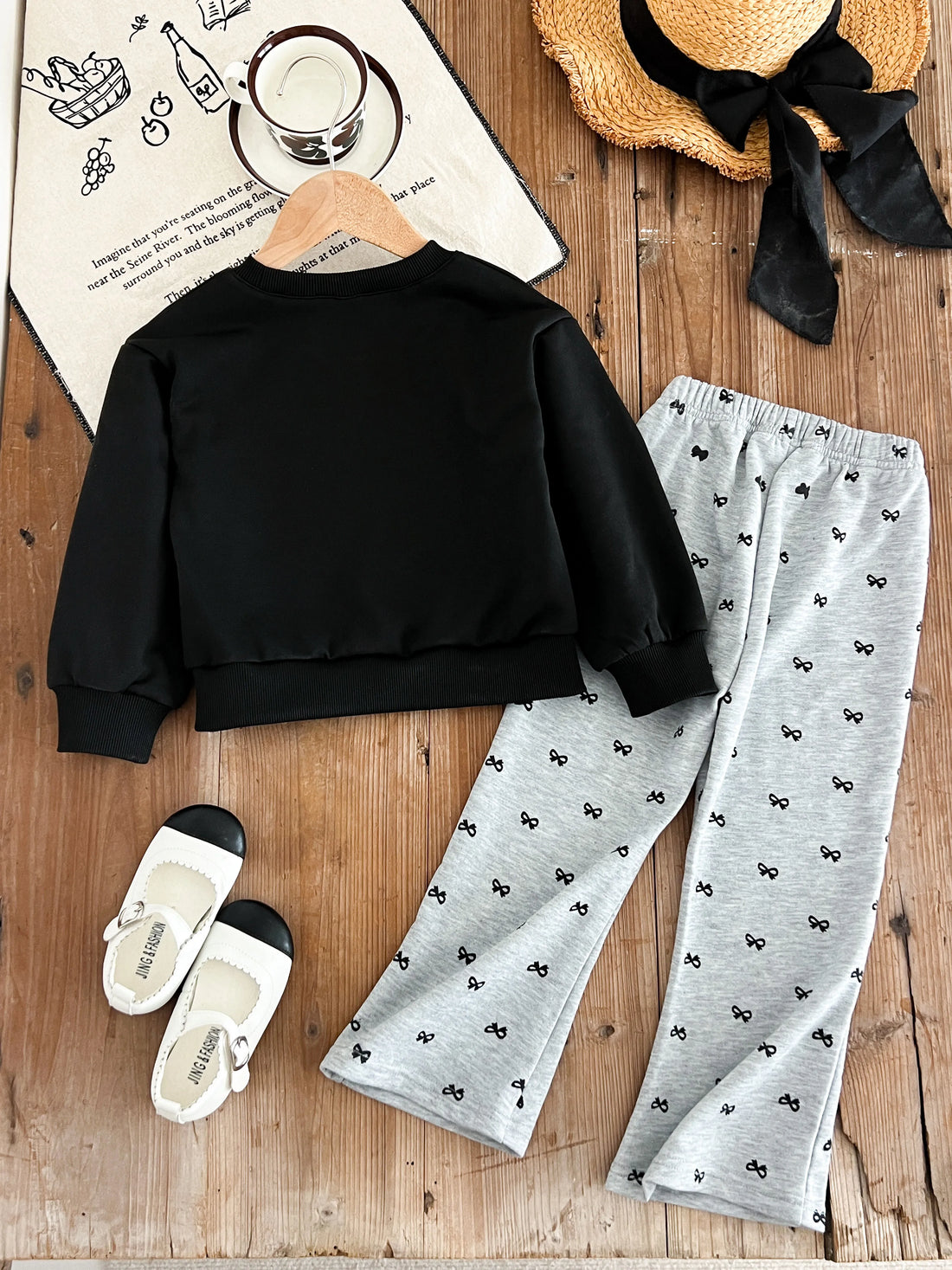 Girls Bow Design Long Sleeves Casual Clothing Set childrensterritory