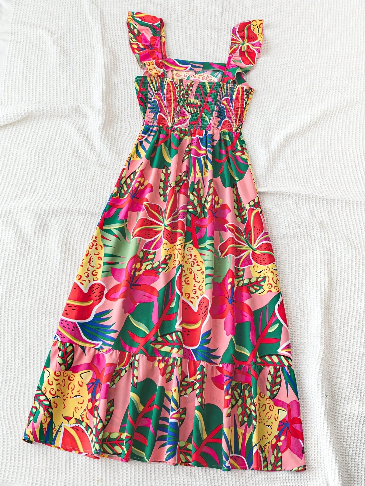 Stylish Printed Summer Party Dress for Kids Girls
