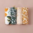 Print Bamboo Cotton Muslin Baby Swaddle, 4PCS Gift Set