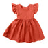 Bow Design Cotton Linen Dress For Toddler Girls childrensterritory