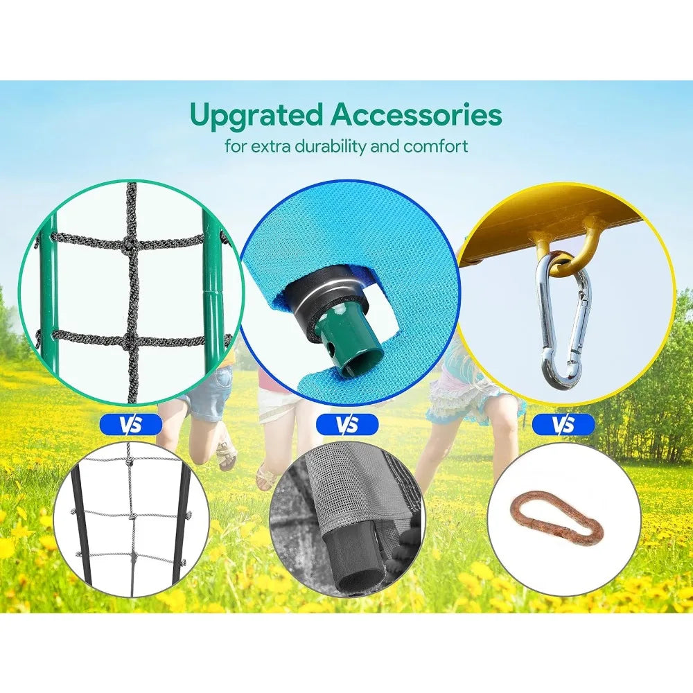 6 in 1 Kids Heavy-Duty Metal Swing Sets for Backyard