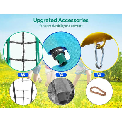 6 in 1 Kids Heavy-Duty Metal Swing Sets for Backyard