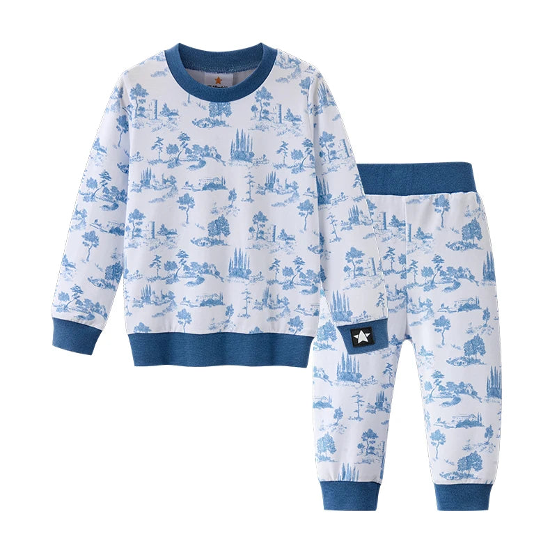 Baby and Kids Printed French Toile Cozy Pajamas and Footies