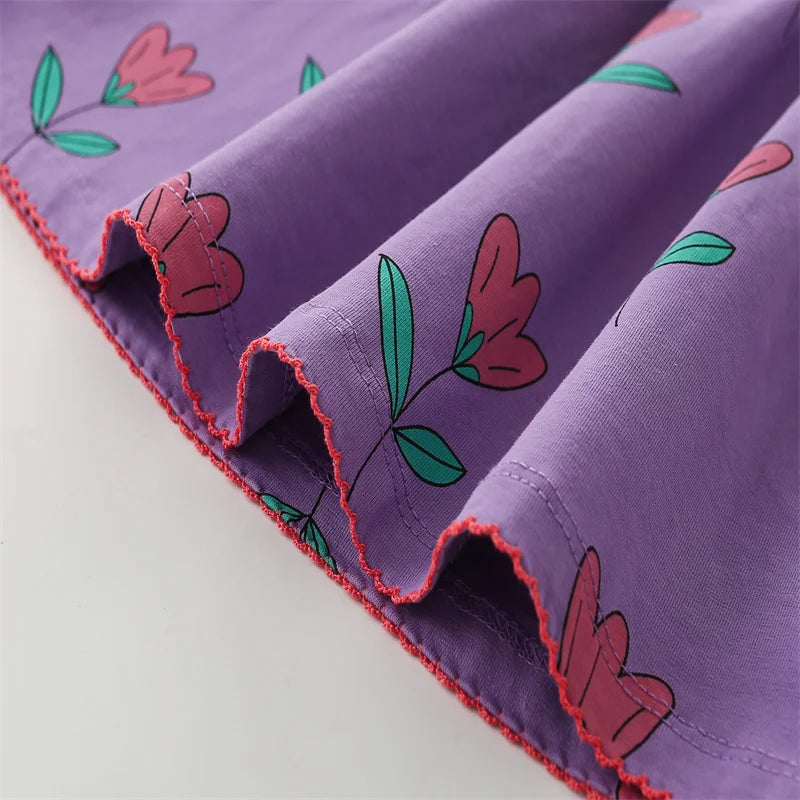 Cartoon Embroidery Kids Girls Soft Cotton Korean Style Dress