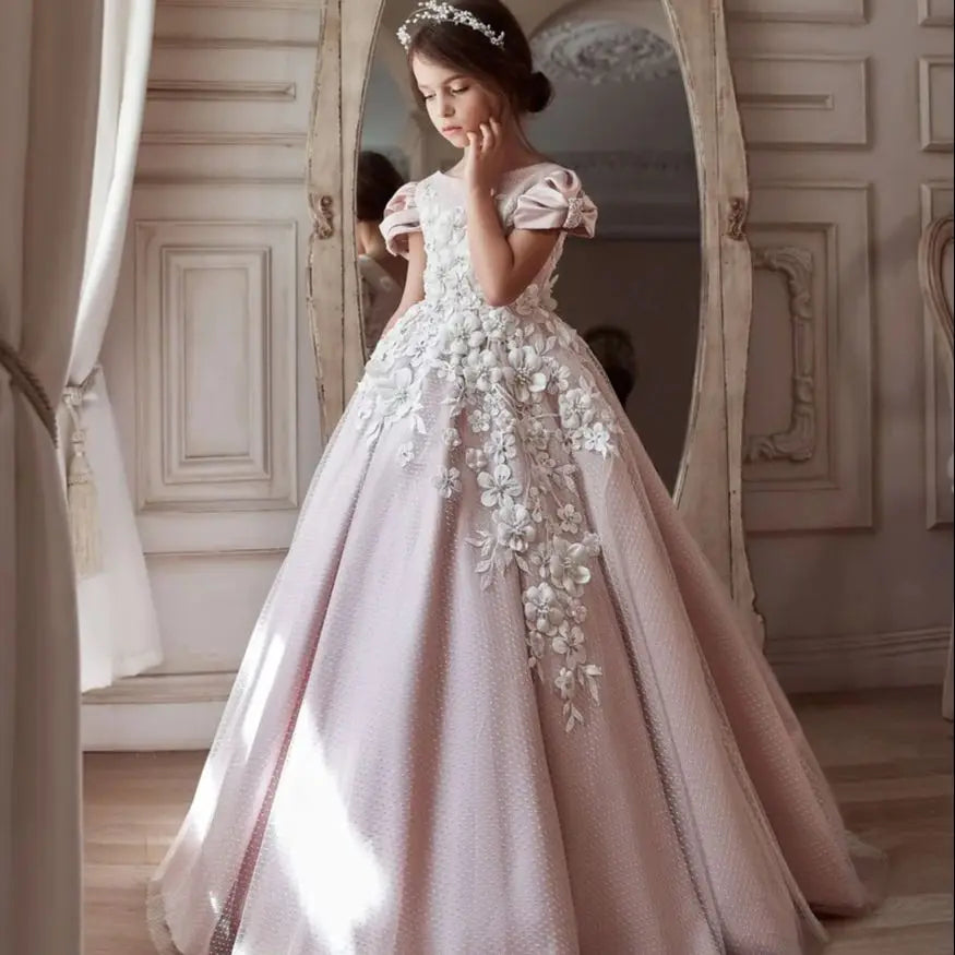 Backless First Communion Luxury Flower Girl Dress