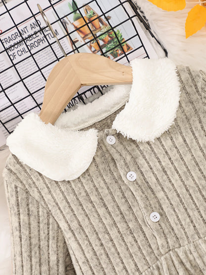Girls’ Elegant Winter Dresses with Collar Design childrensterritory