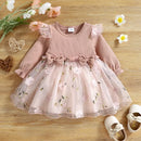 Bowknot Floral Embroidered Mesh Dress for Baby Girl's Events childrensterritory
