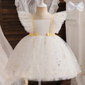 Little Girls Bow Lace Design White Baptism/Bridesmaid Dresses childrensterritory