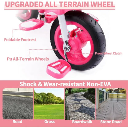 7-in-1 Kids Trike with Safety Harness, and Adjustable Parent Handle