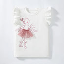 Little Girls Various Cartoon Print Summer Cotton Tops childrensterritory