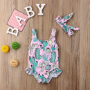 Baby Girl Cactus Print Tankini Bikini Swimsuit and Headband childrensterritory