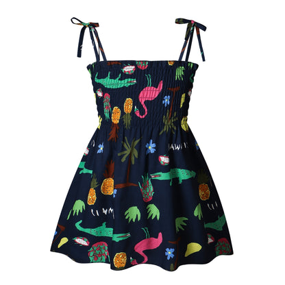 Kids Girl Sleeveless Floral Sling Summer Dresses childrensterritory