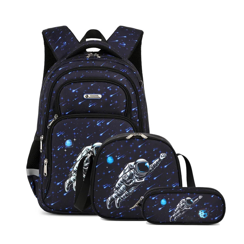 3pcs Set of Teenager Cartoon Dinosaur Anime School Bags