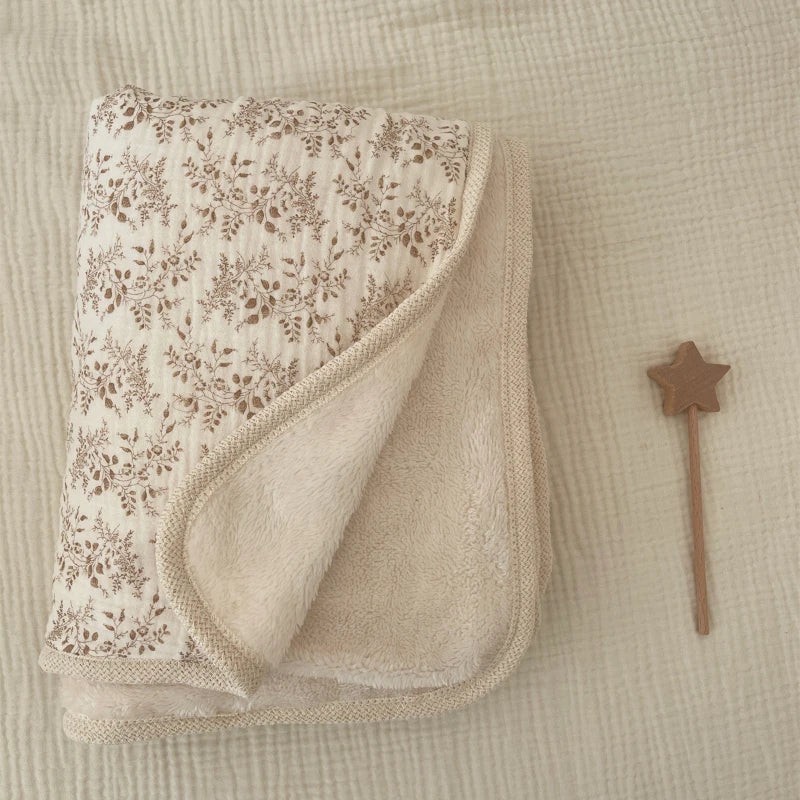 Floral Print Muslin Cotton Winter Ins Baby Blankets childrensterritory