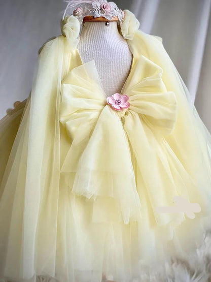 Flower Embroidery Bow-Backed Design Little Girls&