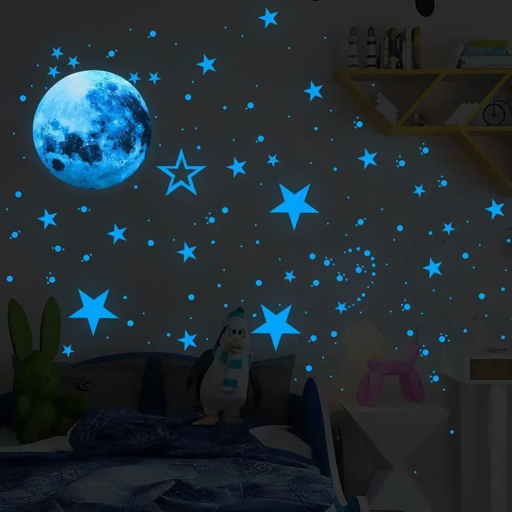 Luminous Colorful Moon Wall Stickers For Kids Bedroom childrensterritory