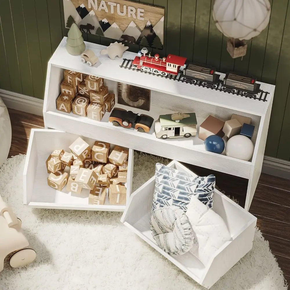 Large Toy Storage Cabinet with Two Moveable Drawers