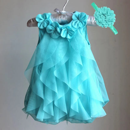 Baby Girl Elegant Chiffon Birthday Party Dresses &amp; Headband childrensterritory