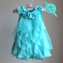 Baby Girl Elegant Chiffon Birthday Party Dresses & Headband childrensterritory