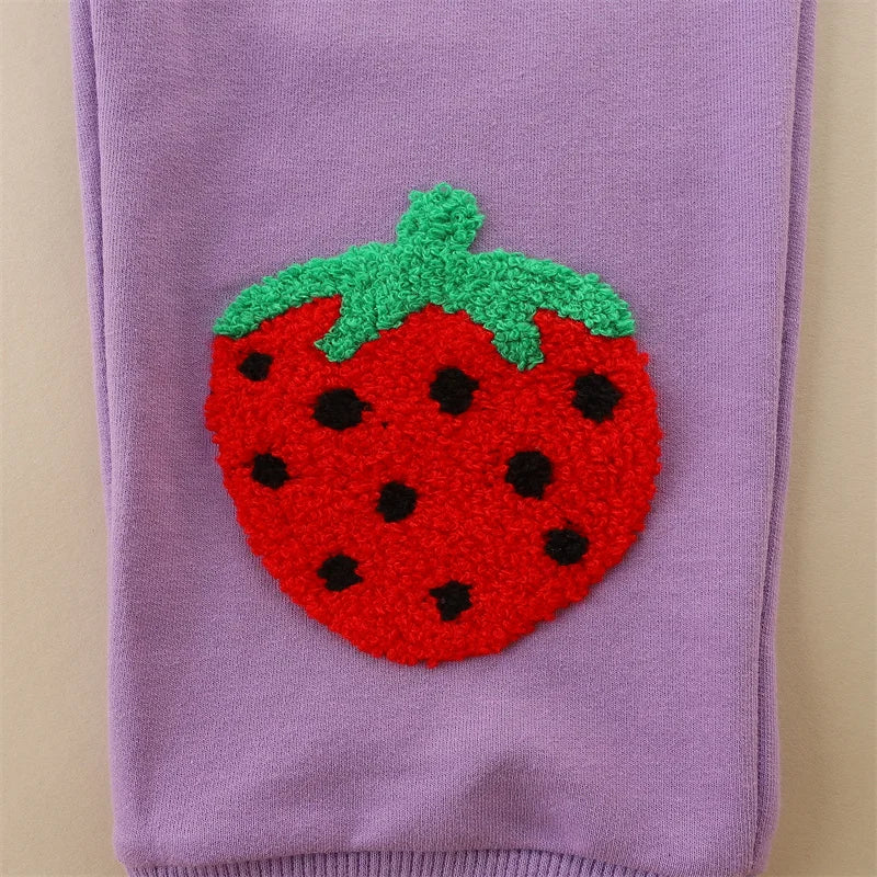 Kids Girls Strawberry Embroidery Trousers childrensterritory