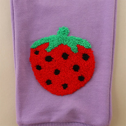 Kids Girls Strawberry Embroidery Trousers childrensterritory