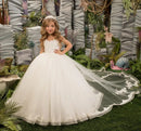 Elegant Lace Beads Design Fluffy First Communion Dress for Girls childrensterritory