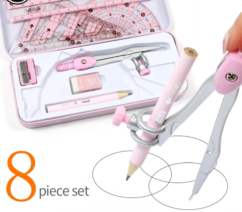 8Pcs Student Mathematical Drawing Stationery Set childrensterritory