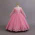Long Sleeve Flower Design Elegant Dress For Girls childrensterritory