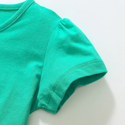 Kids Girls Cartoon Flowers Design Cotton Tops for Summer childrensterritory