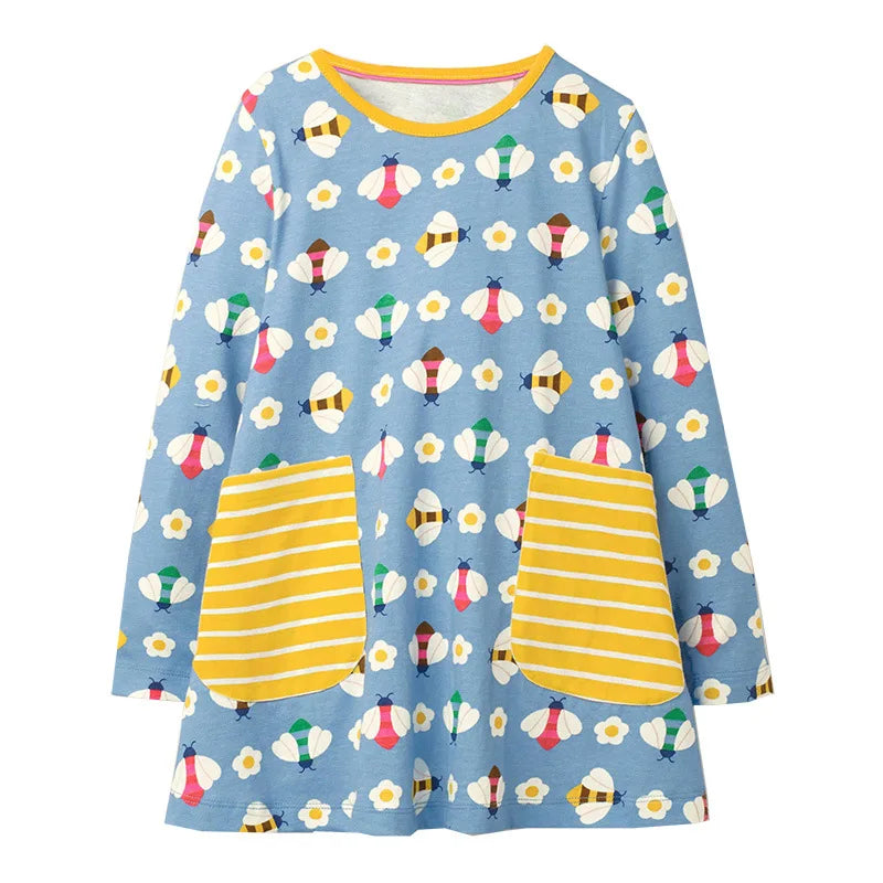 Long-Sleeved Printed Summer Dresses For Girls