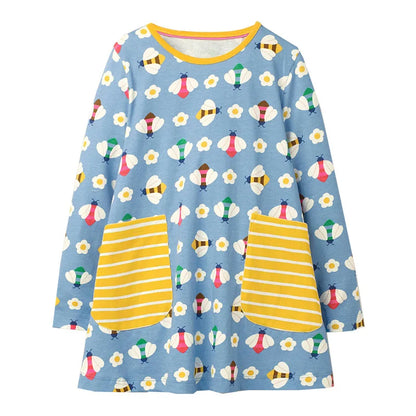 Long-Sleeved Printed Summer Dresses For Girls childrensterritory