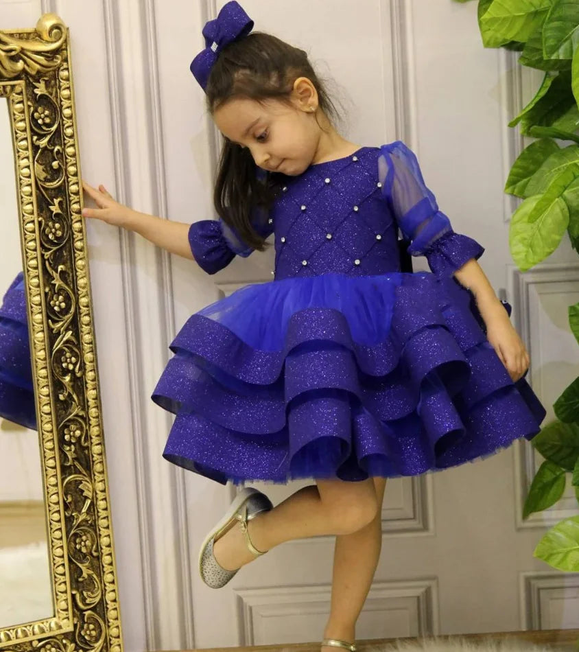 Puffy Tulle with Bow Short Flower Girl Dresses for Birthday