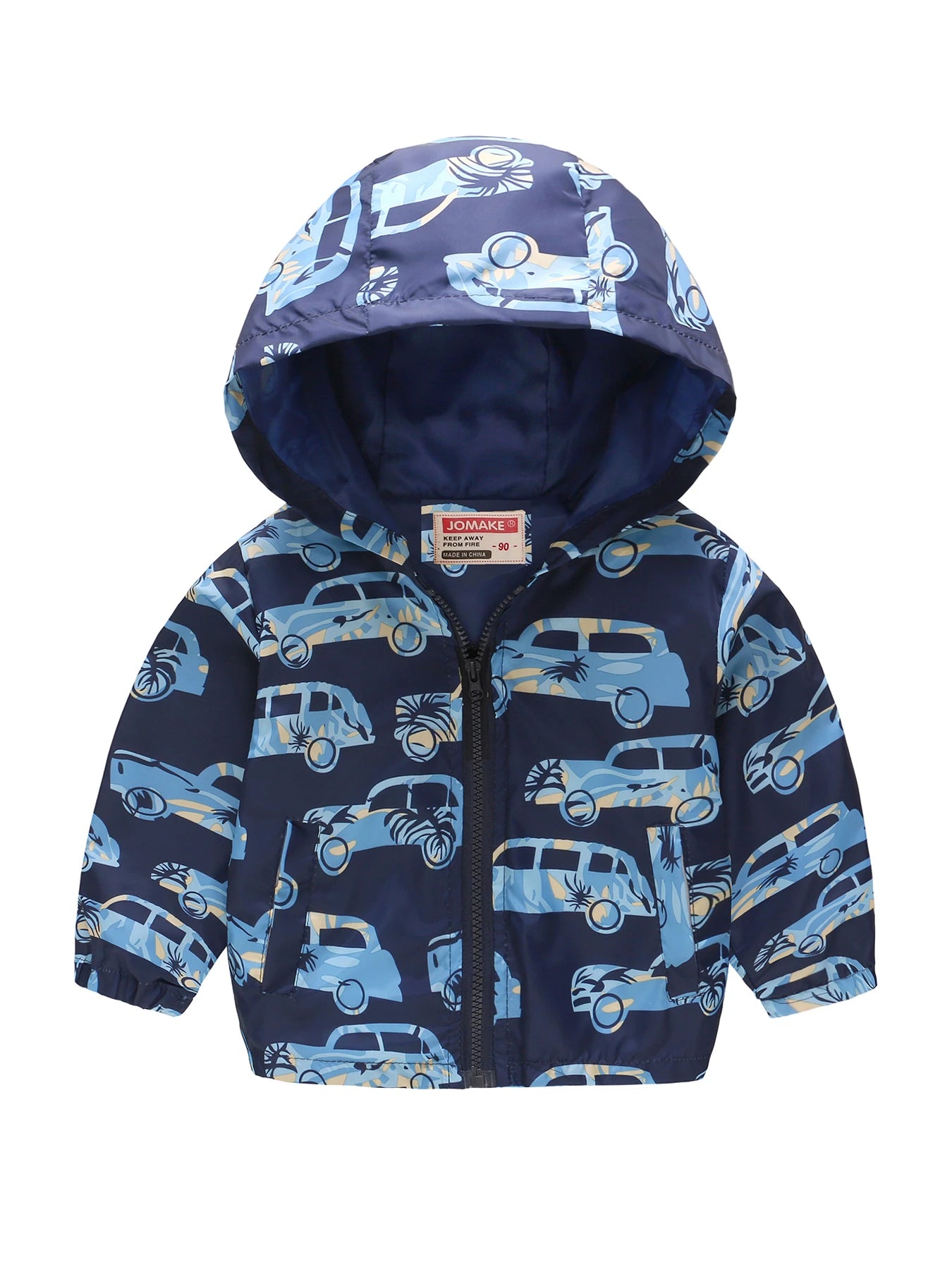 Dinosaurs Graphic Print Kids Boys Windproof Hooded Jackets