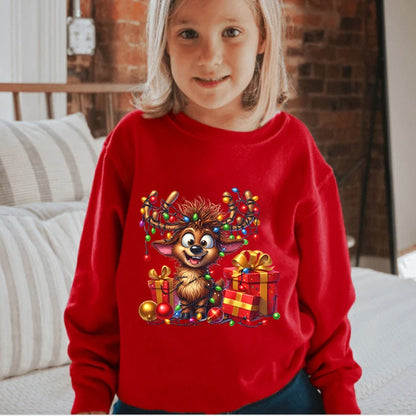 Boys &amp; Girls Elk Deer Print Christmas Sweatshirts childrensterritory