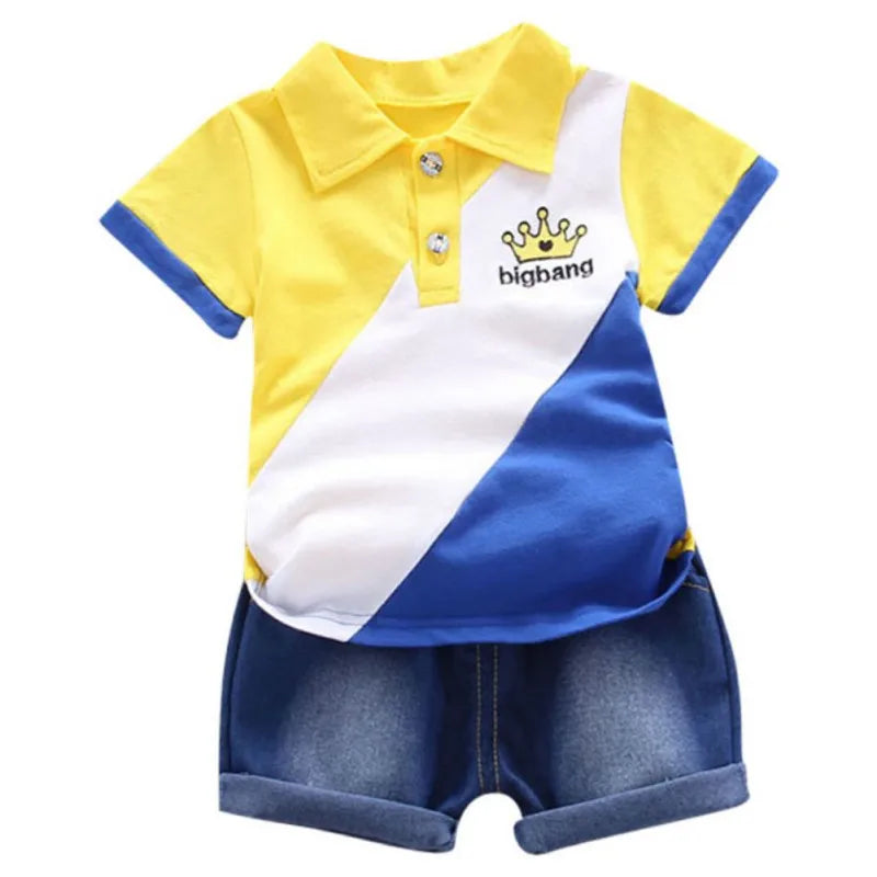 Toddler Boys 2Pcs T-shirts+stripe Short Clothing Sets