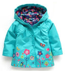 Long Sleeve Flower Print Waterproof Kids Hoodie Windcoat childrensterritory