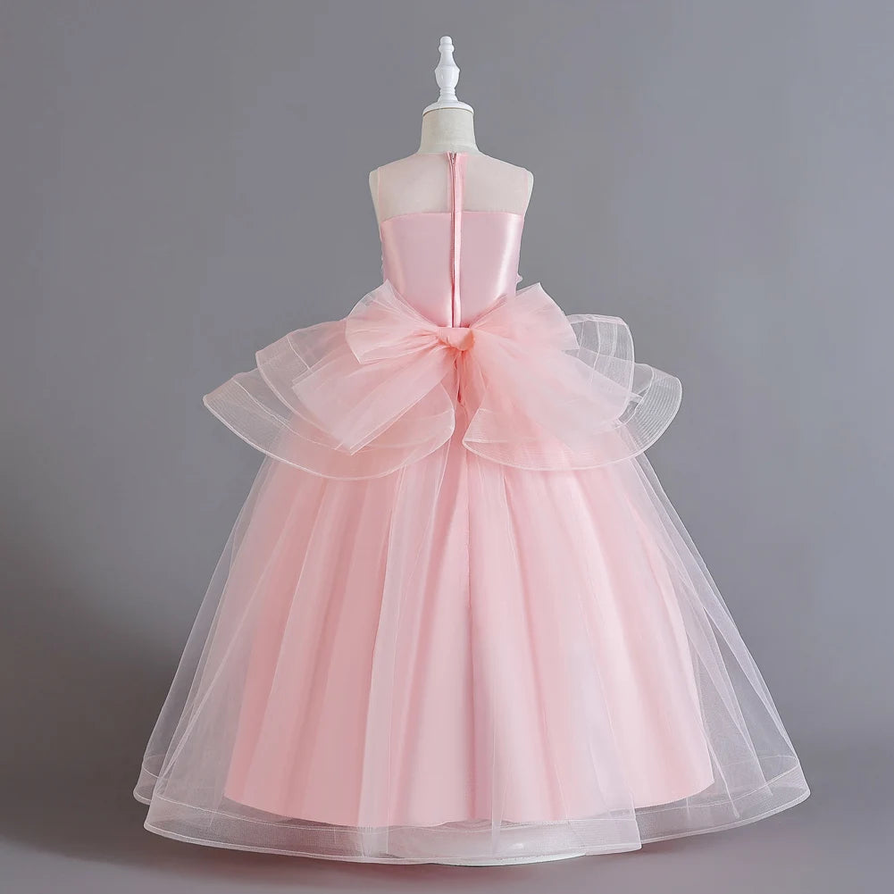 Sleeveless Flower Embroidery Princess Dresses For Girls childrensterritory