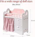 Kids Girls Wooden Pink Doll Bed with Storage and Hooks childrensterritory