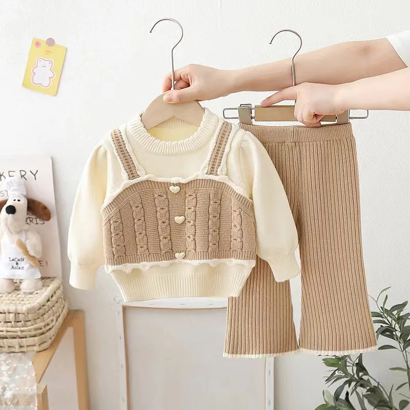 Girls’ Long-Sleeved Casual Winter Clothing Set childrensterritory