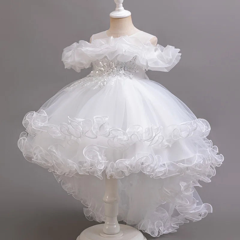 Tulle Ruffles Beaded Baby/Kids Girls Birthday Party Dress
