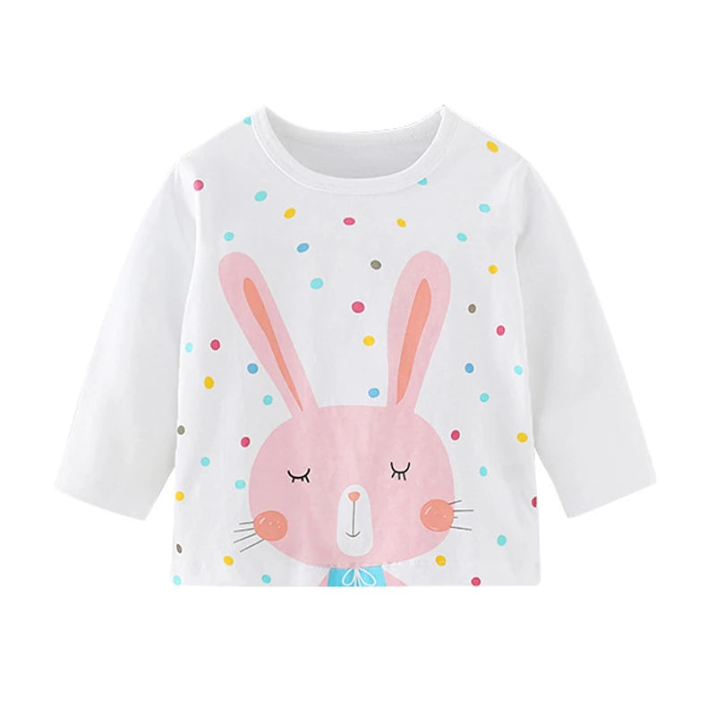 Kids Girls Lovely Flower and Fox Print Soft T-shirt childrensterritory