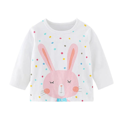 Kids Girls Lovely Flower and Fox Print Soft T-shirt childrensterritory