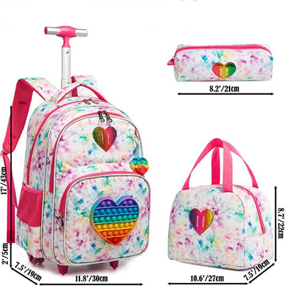 Kids 3pcs Rolling School Backpack Set with Lunch Bag and Pencil Case childrensterritory