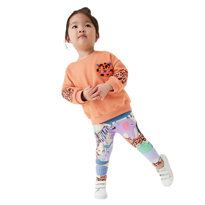 Kids Girls Embroidered Bear Top and Printed Bottoms Set childrensterritory