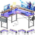 Corner Gaming Desk With LED Lights and Storage Shelves childrensterritory