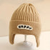 Happy Letter Print Baby Knit Beanies with Earflap childrensterritory