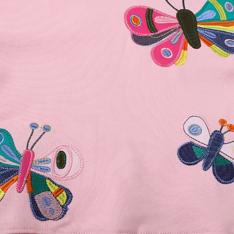 Girls Butterfly Embroidered Design Casual Sweatshirts childrensterritory
