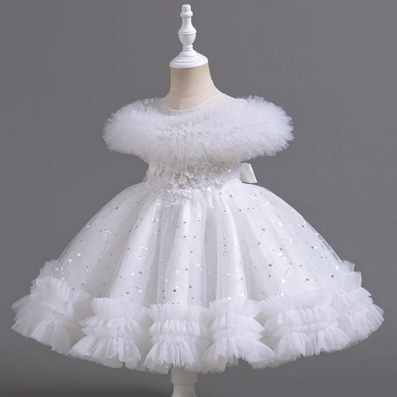 Star Sequin Design Fluffy Evening Princess Dresses childrensterritory