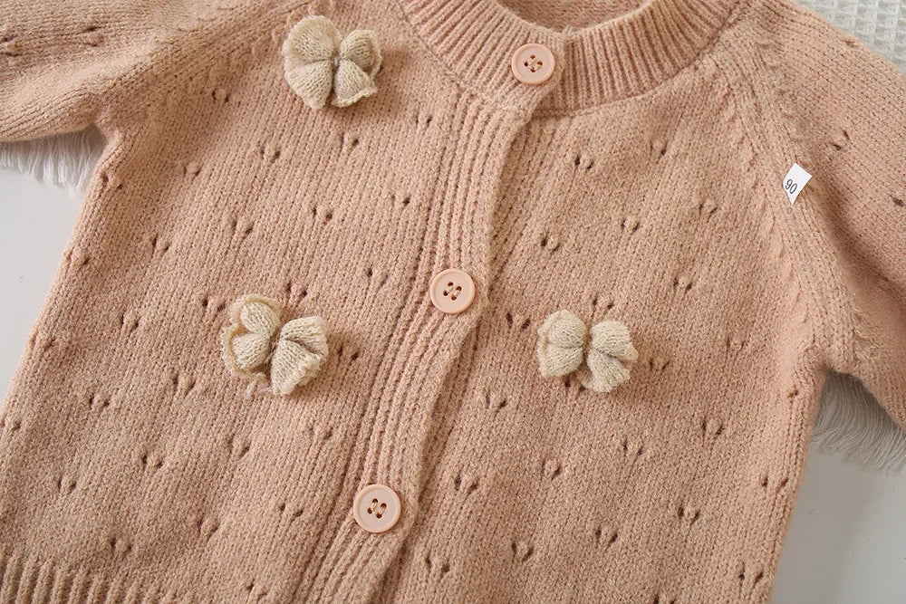 Girls’ Long-Sleeve Soft Winter Sweater with Heart Design