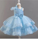 Kids Girls Sequins and Bow Design Birthday Party Flower Dresses